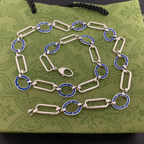 925 sterling sier new blue enamel interlocking g necklace men and women couple luxury brand necklace retro charm hip hop gift, Silver
925 sterling sier new blue enamel interlocking g necklace men and women couple luxury brand necklace retro charm hip hop gift, Silver