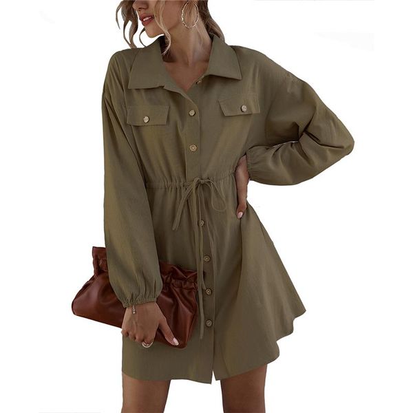 women casual buttons a-line shirt dress turn-down collar tie waist dress ladies solid color long sleeve dresses streetwear, Black;gray
women casual buttons a-line shirt dress turn-down collar tie waist dress ladies solid color long sleeve dresses streetwear, Black;gray
