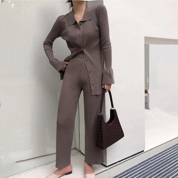 women's two piece pants sweater set tracksuit spring autumn knitted turn-down collar flare sleeve cardigan wide legs, White
women's two piece pants sweater set tracksuit spring autumn knitted turn-down collar flare sleeve cardigan wide legs, White