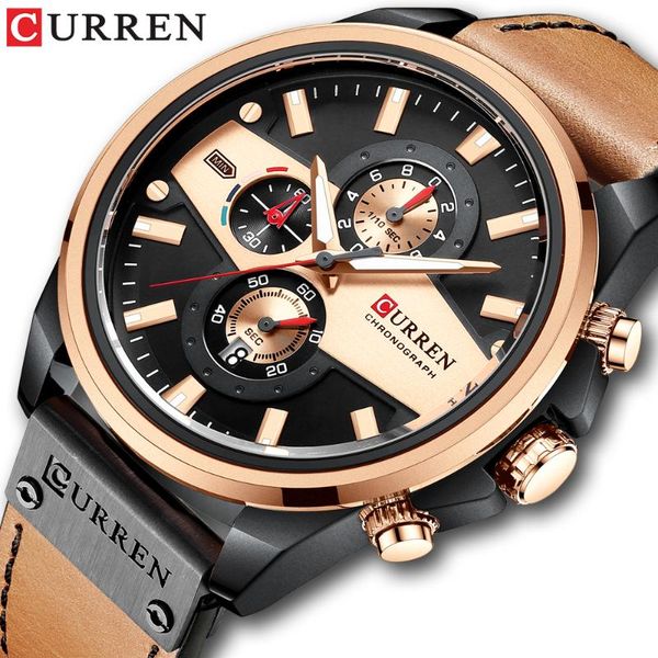 wristwatches curren casual wrist watches for men creative design chronograph wristwatch leather quartz clock male, Slivery;brown
wristwatches curren casual wrist watches for men creative design chronograph wristwatch leather quartz clock male, Slivery;brown