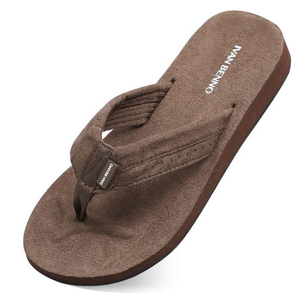 men's flip flops suede design slippers summer beach shoes sandals slippers new, Black