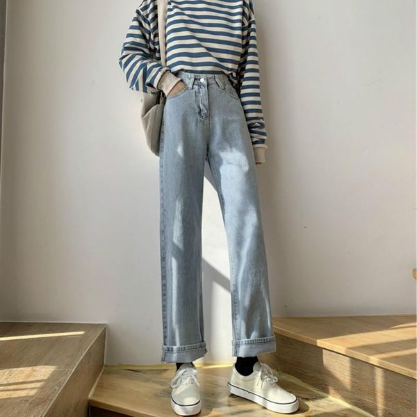 women's jeans women pants leisure loose high waist vintage wide leg plus size jean korean style all-match simple full-length, Blue
women's jeans women pants leisure loose high waist vintage wide leg plus size jean korean style all-match simple full-length, Blue