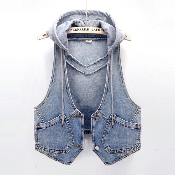 women's vests korean removable hooded light blue short denim vest slim plus size 2021 autumn casual jean waistcoat chaqueta mujer, Black;white
women's vests korean removable hooded light blue short denim vest slim plus size 2021 autumn casual jean waistcoat chaqueta mujer, Black;white