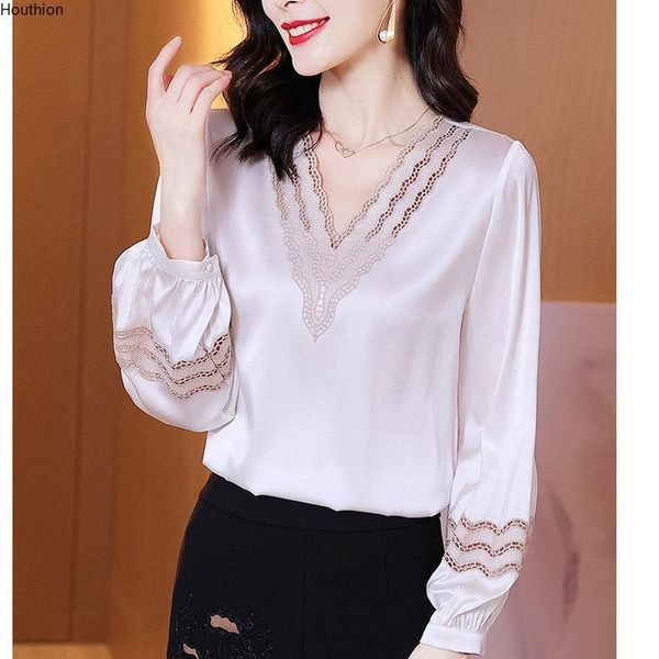 women's blouses & shirts blouse long sleeve v-neck solid color fashion casual shirt summer korean silk houthion, White
women's blouses & shirts blouse long sleeve v-neck solid color fashion casual shirt summer korean silk houthion, White