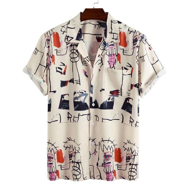 men's casual shirts s men short sleeve graffiti printing lapel slim fits hawaiian shirt streerwear for party, White;black
men's casual shirts s men short sleeve graffiti printing lapel slim fits hawaiian shirt streerwear for party, White;black