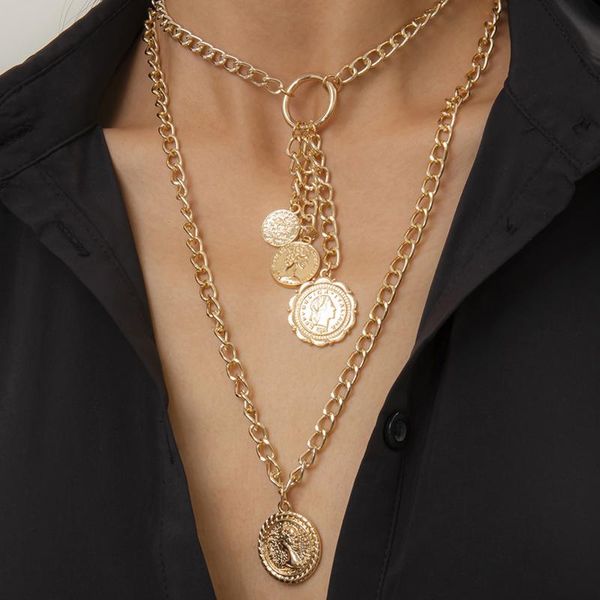 pendant necklaces european and american retro portrait tassel female creative embossed geometric necklace for women exaggerated jewelry, Silver
pendant necklaces european and american retro portrait tassel female creative embossed geometric necklace for women exaggerated jewelry, Silver