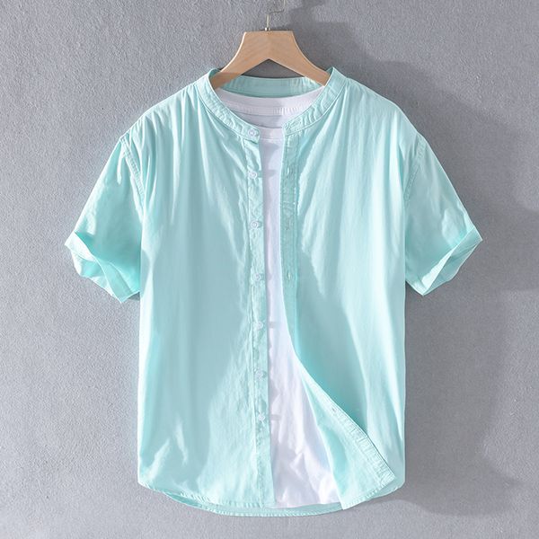 2021 new style italy brand cotton short sleeve summer for men fashion stand collar shirt mens solid camiseta overhemd rela, White
2021 new style italy brand cotton short sleeve summer for men fashion stand collar shirt mens solid camiseta overhemd rela, White