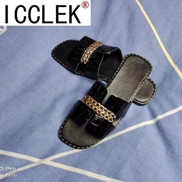 slippers 2021 women's outer wear summer sandals and fashion metal buckle flip flops leisure vacation be, Black
slippers 2021 women's outer wear summer sandals and fashion metal buckle flip flops leisure vacation be, Black