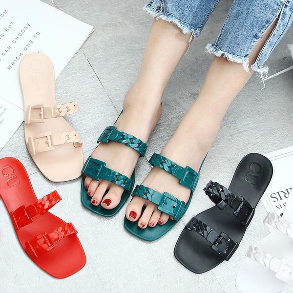 women chain slippers 2021 summer new slippers ladies summer fashion sandals and flat square head chain, Black
women chain slippers 2021 summer new slippers ladies summer fashion sandals and flat square head chain, Black