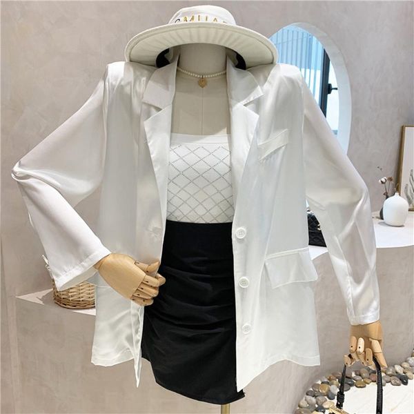 women's suits & blazers niche design clothing summer 2021 fashion version medium long casual blazer tide thin coat, White;black
women's suits & blazers niche design clothing summer 2021 fashion version medium long casual blazer tide thin coat, White;black