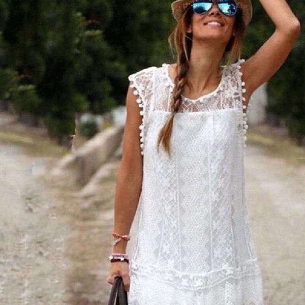 summer dress women white lace sleeveless mini dress beach casual loose sundress daily party dress sukienka damska e3, Black;gray
summer dress women white lace sleeveless mini dress beach casual loose sundress daily party dress sukienka damska e3, Black;gray