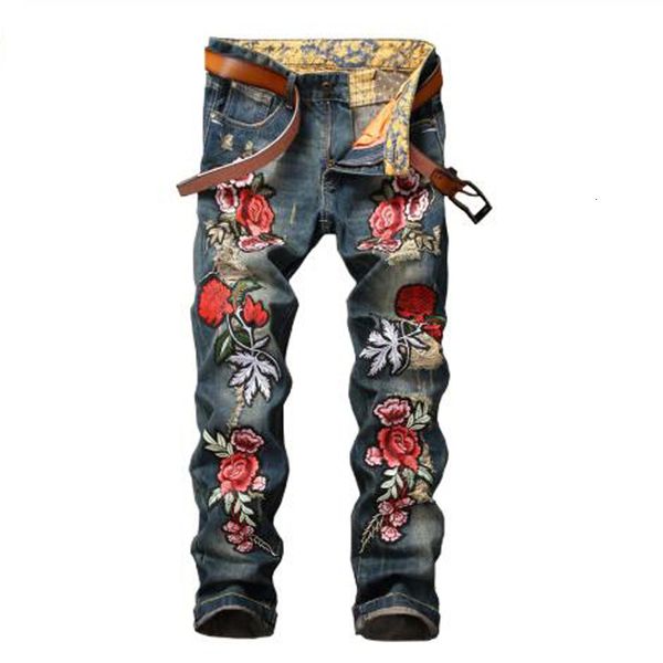 new male flower embroidered patched up jeans thin hole straight woven brim pants o2uw, Blue
new male flower embroidered patched up jeans thin hole straight woven brim pants o2uw, Blue