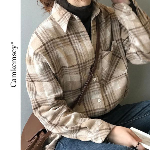women's blouses & shirts camkemsey autumn winter thick lattice women office wear 2021 vintage plaid japanese harajuku loose oversized, White
women's blouses & shirts camkemsey autumn winter thick lattice women office wear 2021 vintage plaid japanese harajuku loose oversized, White