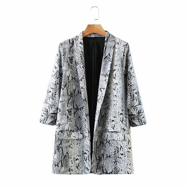 women's suits & blazers ladies lapel pocket serpentine print suit jacket loose five-sleeved small coat, White;black
women's suits & blazers ladies lapel pocket serpentine print suit jacket loose five-sleeved small coat, White;black