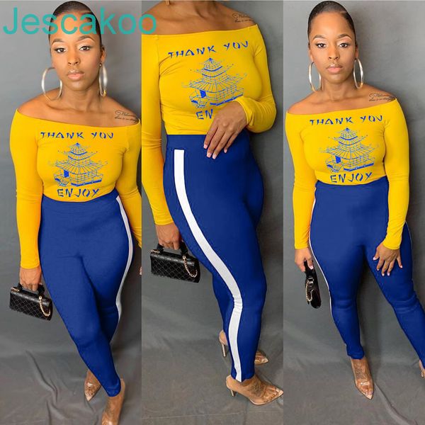 new women 2 piece outfits designer printed off shoulder t shirts pants set ladies casual tight leggings ladies suits outfits 3 colors, White
new women 2 piece outfits designer printed off shoulder t shirts pants set ladies casual tight leggings ladies suits outfits 3 colors, White