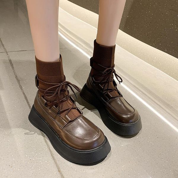 boots knitted ankle women shoes stretch fabric short splicing material leisure lace up black brown
boots knitted ankle women shoes stretch fabric short splicing material leisure lace up black brown