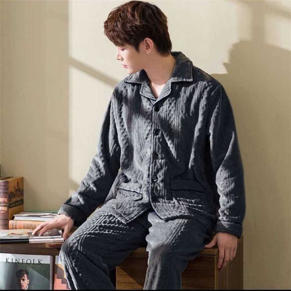 winter long sleeve pajamas set for men thick warm flannel pyjamas suit lounge homewear home clothes male sleepwear 211014, Black;brown
winter long sleeve pajamas set for men thick warm flannel pyjamas suit lounge homewear home clothes male sleepwear 211014, Black;brown