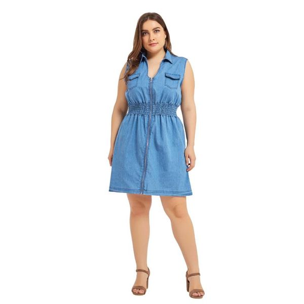 plus size dresses denim dress women's large zipper sleeveless loose casual midi female jean clothes blue vestido feminino 5xl, Black
plus size dresses denim dress women's large zipper sleeveless loose casual midi female jean clothes blue vestido feminino 5xl, Black