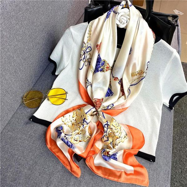 scarves fashionable and gorgeous black gold print flying ladies luxury 100% silk satin scarf 90 square sunscreen shawl hijab, Blue;gray
scarves fashionable and gorgeous black gold print flying ladies luxury 100% silk satin scarf 90 square sunscreen shawl hijab, Blue;gray