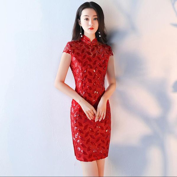 2021 new red chinese wedding dress slim chinese traditional dress women lace qipao sequins design for wedding party
2021 new red chinese wedding dress slim chinese traditional dress women lace qipao sequins design for wedding party