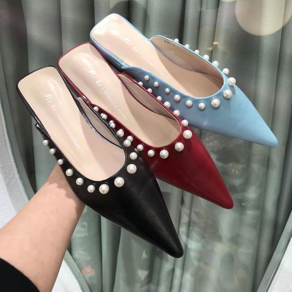 fashion women slippers pointed toe shallow slides candy color pearl design flat heeled blue/red/beige/yellow/pink beach shoes, Black
fashion women slippers pointed toe shallow slides candy color pearl design flat heeled blue/red/beige/yellow/pink beach shoes, Black