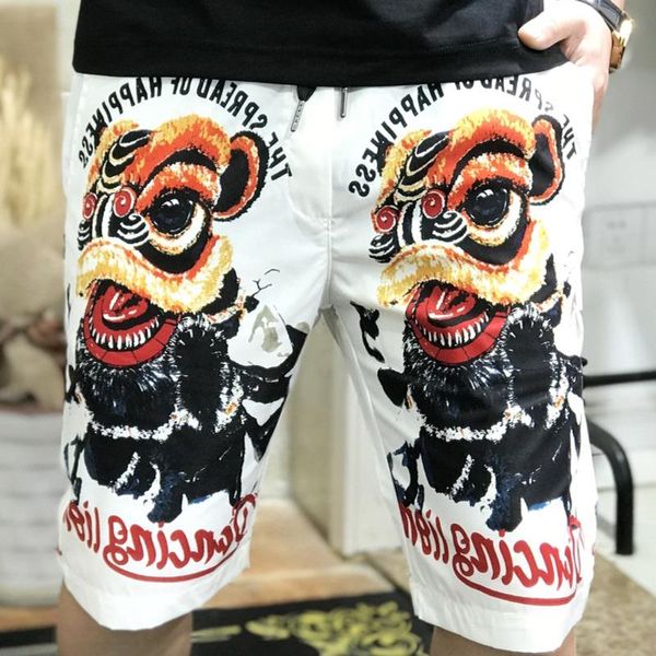 men's shorts 2021 summer lion personalized printing wear trend casual beachwear short hombre social club outfits, White;black
men's shorts 2021 summer lion personalized printing wear trend casual beachwear short hombre social club outfits, White;black