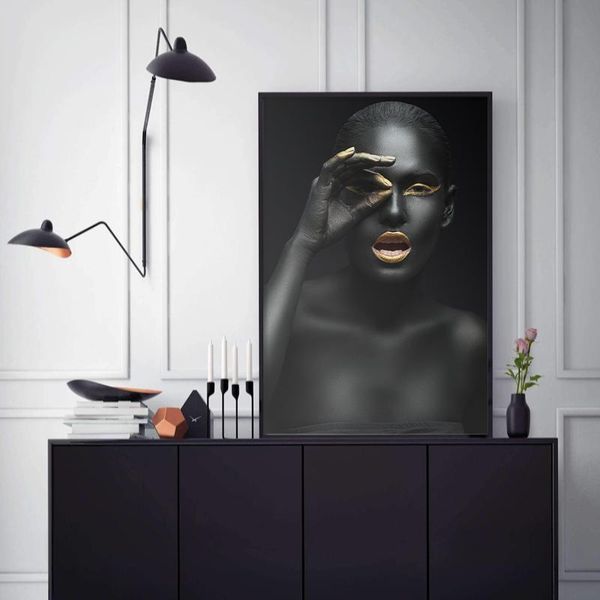 african art black and gold woman painting on canvas cuadros posters and prints scandinavian wall art picture for living room
african art black and gold woman painting on canvas cuadros posters and prints scandinavian wall art picture for living room