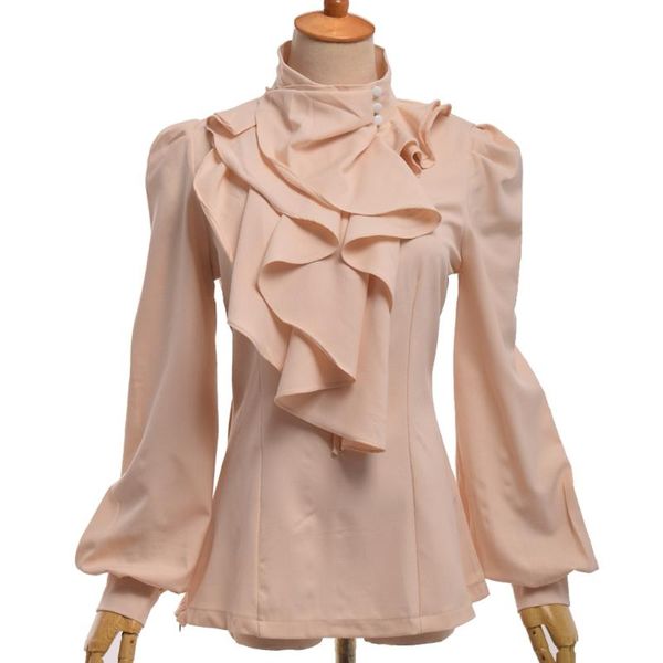 women's blouses & shirts shirt ruffle plain blouse long sleeve slim fit high neck flounce jabot, White
women's blouses & shirts shirt ruffle plain blouse long sleeve slim fit high neck flounce jabot, White