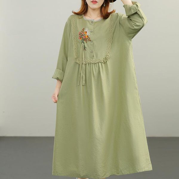 casual dresses 2021 early autumn retro embroidered dress japan style mori girl solid long-sleeve cotton linen o neck, Black;gray
casual dresses 2021 early autumn retro embroidered dress japan style mori girl solid long-sleeve cotton linen o neck, Black;gray