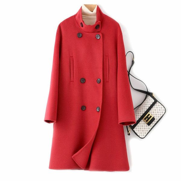 women's wool & blends red double-faced cashmere jacket women's autumn and winter 2021 version of the high-end fashion mid-length, Black
women's wool & blends red double-faced cashmere jacket women's autumn and winter 2021 version of the high-end fashion mid-length, Black