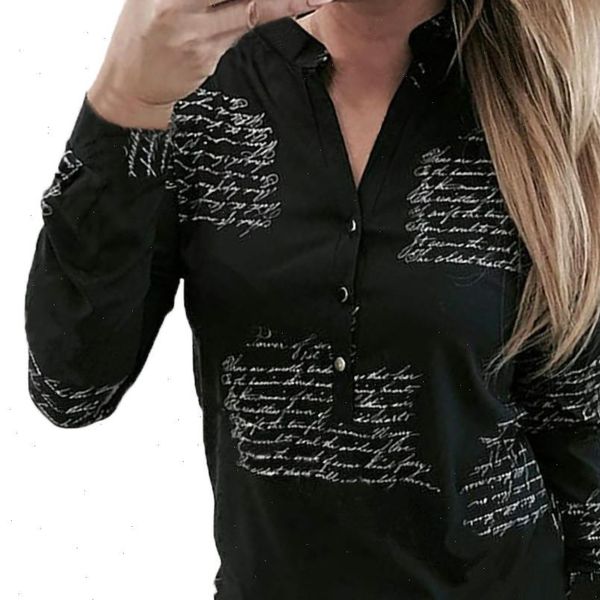 women blouse shirt v neck letters printing button long sleeve shirt blouse womens clothing femme yj2, White
women blouse shirt v neck letters printing button long sleeve shirt blouse womens clothing femme yj2, White