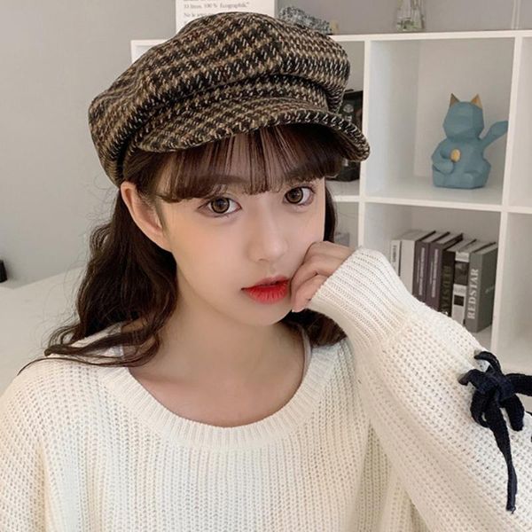 berets fashion lady vintage plaid artist painter hat women octagonal sboy cap retro autumn winter wool caps female beret hats, Blue;gray
berets fashion lady vintage plaid artist painter hat women octagonal sboy cap retro autumn winter wool caps female beret hats, Blue;gray
