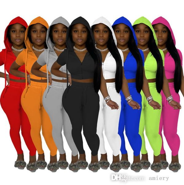 summer women hooded tracksuits two pieces pants set designers 2021 solid color zipper short sleeve leggings jogging suits 8 colors, White
summer women hooded tracksuits two pieces pants set designers 2021 solid color zipper short sleeve leggings jogging suits 8 colors, White