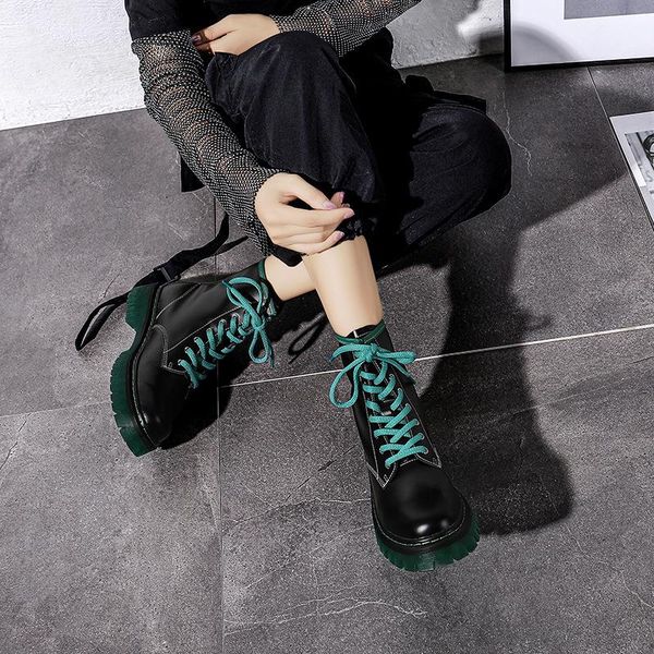 ladies boots fashion knight boots female leather thick-soled thick-heeled lace-up short non-slip soles, Black
ladies boots fashion knight boots female leather thick-soled thick-heeled lace-up short non-slip soles, Black