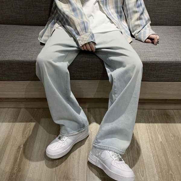 korean style straight jeans men's fashion loose casual light-colored retro jeans men's streetwear denim mopping pants trousers, Blue
korean style straight jeans men's fashion loose casual light-colored retro jeans men's streetwear denim mopping pants trousers, Blue