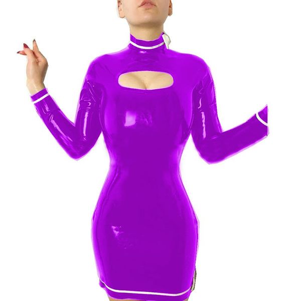 casual dresses sissy pvc dress bodycon long sleeve mini with bow women men french maid hollow out chest vestido s-7xl, Black;gray
casual dresses sissy pvc dress bodycon long sleeve mini with bow women men french maid hollow out chest vestido s-7xl, Black;gray