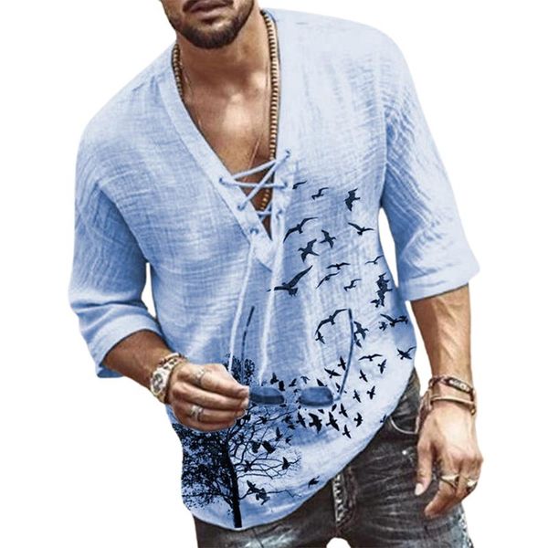 men's casual shirts mens long sleeve pullover classic v neck printed men shirt summer front lace up male clothes plus size 3xl, White;black
men's casual shirts mens long sleeve pullover classic v neck printed men shirt summer front lace up male clothes plus size 3xl, White;black