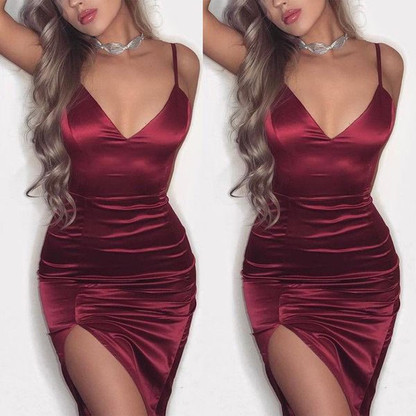 casual dresses women summer split dress fashion party club v neck spaghetti strap satin bodycon sleeveless short mini, Black;gray
casual dresses women summer split dress fashion party club v neck spaghetti strap satin bodycon sleeveless short mini, Black;gray