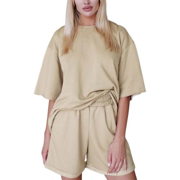 women's tracksuits 2pcs/set ladies loose shorts casual solid color round neck t-shirt elastic waist set daily wear, Gray
women's tracksuits 2pcs/set ladies loose shorts casual solid color round neck t-shirt elastic waist set daily wear, Gray
