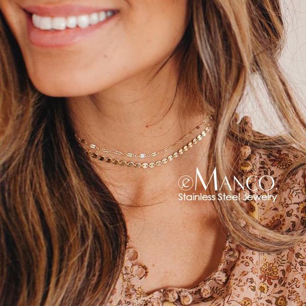 chokers e-manco 2 pcs gold non-fading necklace for women 316l stainless steel choker female chain disc jewelry gifts, Golden;silver
chokers e-manco 2 pcs gold non-fading necklace for women 316l stainless steel choker female chain disc jewelry gifts, Golden;silver