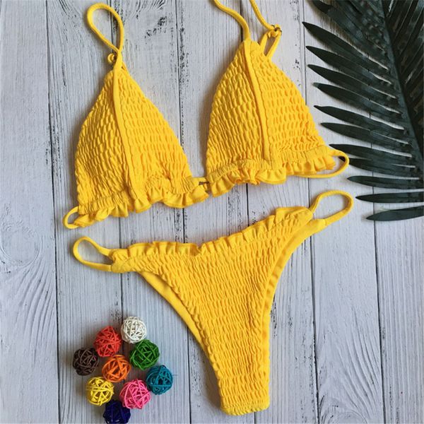 bikini 2019 solid color splice fold sling adjustable thong beach bikinis feminino swimwear women biquini monokini swimsuit, Black
bikini 2019 solid color splice fold sling adjustable thong beach bikinis feminino swimwear women biquini monokini swimsuit, Black