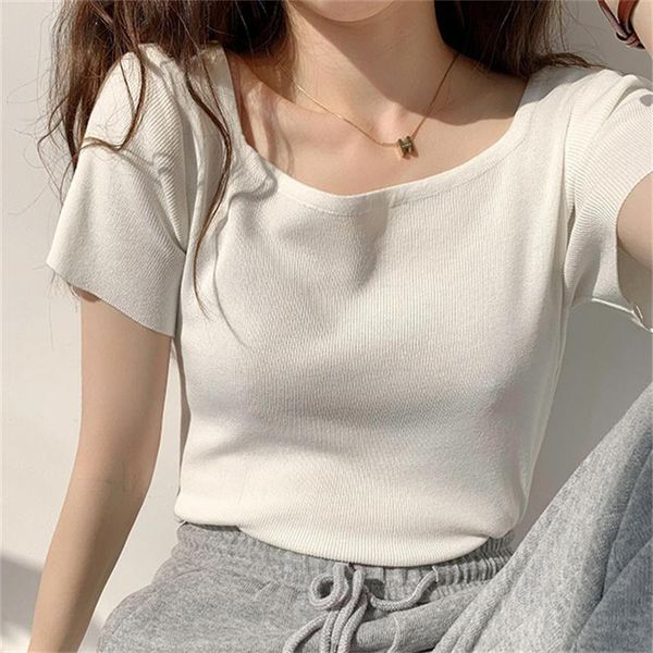 women's t-shirt hzirip loose all match knitted 2021 solid slim casual femme plus size prom outwear basic short sleeves t-shirts, White
women's t-shirt hzirip loose all match knitted 2021 solid slim casual femme plus size prom outwear basic short sleeves t-shirts, White