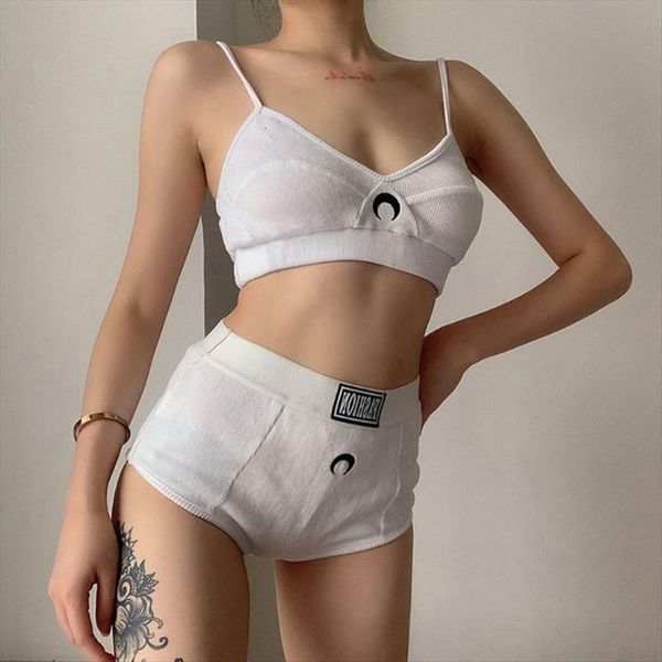 moon embroidery 2 piece women tracksuits sport underwear set spaghetti straps camisole bra panties solid color ribbed knit lingerie, Gray
moon embroidery 2 piece women tracksuits sport underwear set spaghetti straps camisole bra panties solid color ribbed knit lingerie, Gray