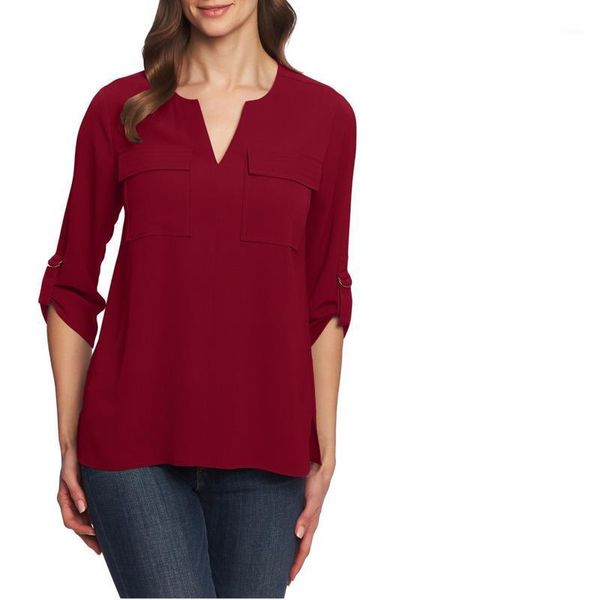 v neck pocket ladies office shirts long sleeves chiffon autumn blouse womens clothing chemise femme korean style ey*, White
v neck pocket ladies office shirts long sleeves chiffon autumn blouse womens clothing chemise femme korean style ey*, White