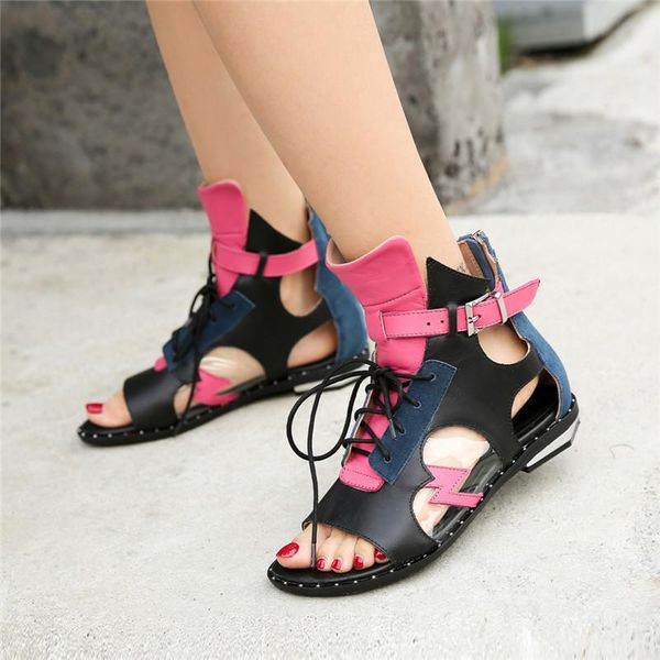 sandals 2021 women summer flat beach shoes woman hollow out sandalias mujer flats lace up gladiator sandal, Black 
sandals 2021 women summer flat beach shoes woman hollow out sandalias mujer flats lace up gladiator sandal, Black