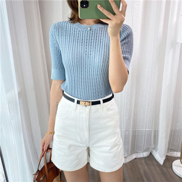 2021 new das mulheres o-pescoo escavar cor slida slim-manga curta pullover vero feminino de malha t-shirt kyj8, White
2021 new das mulheres o-pescoo escavar cor slida slim-manga curta pullover vero feminino de malha t-shirt kyj8, White