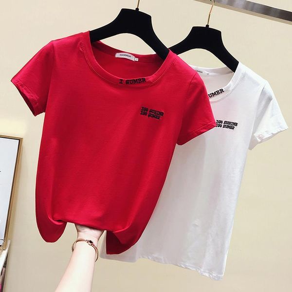 new letter embroidery t shirt woman white tshirt women clothes cotton summer short sleeve red t-shirt female vetement femme 2021
new letter embroidery t shirt woman white tshirt women clothes cotton summer short sleeve red t-shirt female vetement femme 2021