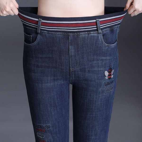 high waist plush thickened women's autumn and winter warm pants slim fit fat mm large, Blue 
high waist plush thickened women's autumn and winter warm pants slim fit fat mm large, Blue