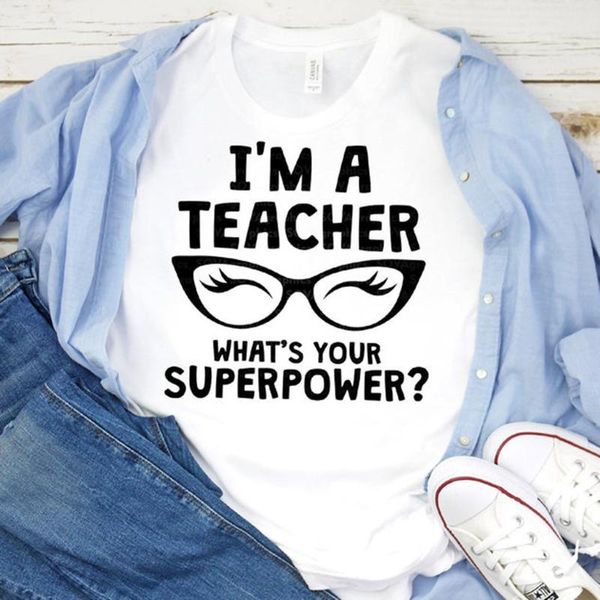 women's t-shirt i' a teacher what's your superpower glasses women funny t shirt gift for teacher's day graphic shirts t, White
women's t-shirt i' a teacher what's your superpower glasses women funny t shirt gift for teacher's day graphic shirts t, White