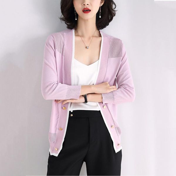 women's knits & tees knitted cardigan sweater 2021 korean summer women patchwork hollow out outwearing sweaters fashion thin for female, White
women's knits & tees knitted cardigan sweater 2021 korean summer women patchwork hollow out outwearing sweaters fashion thin for female, White